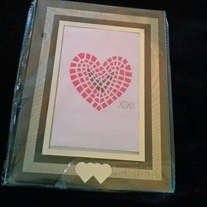 Photo Frame, 2 Hearts, Etched Glass W/Silver Border, Brand New In Gift Box XOXO